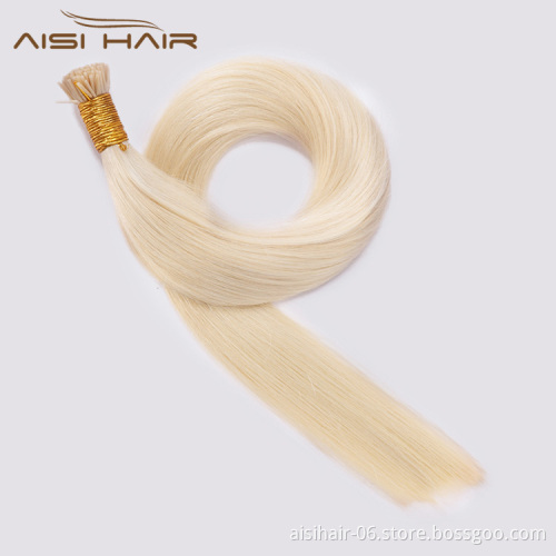 Aisi Hair 10A Unprocessed Blonde Human Hair Double Drawn Can Be Dyed Or Bleach I Tip Human Hair Extension 100g For Women